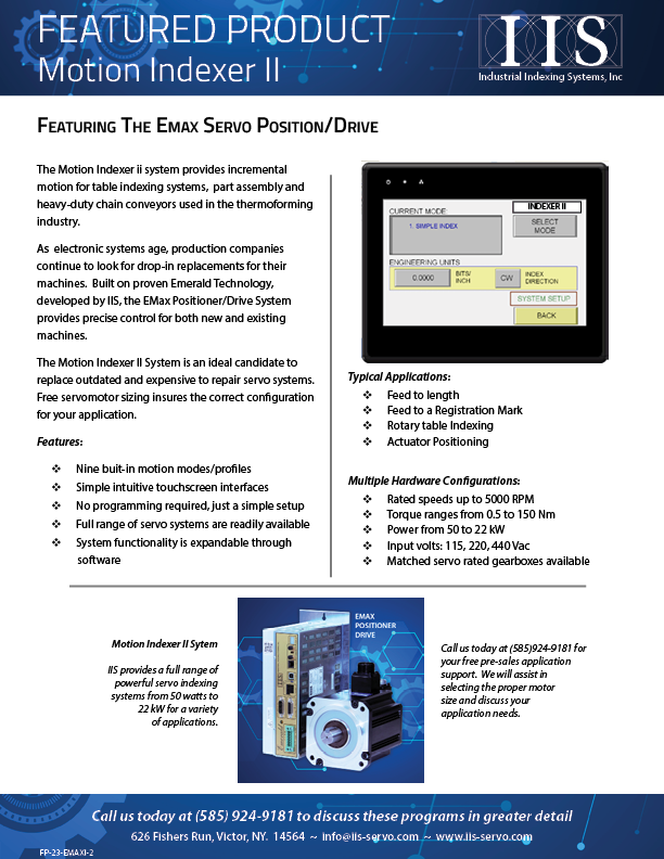 Featuring the Emax Servo Position/Drive