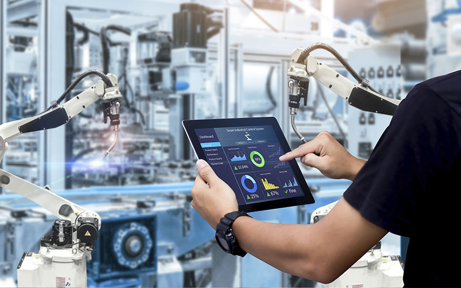 Man working with automation